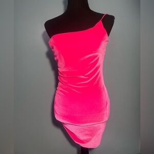 Velvet hot pink one strap dress